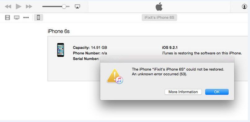 iPhone 6s error 53